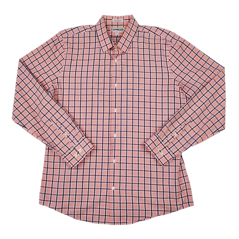 Men's Express Extra Slim Button Down Long Sleeve Dress   Shirt XL 17 - 17 1/2